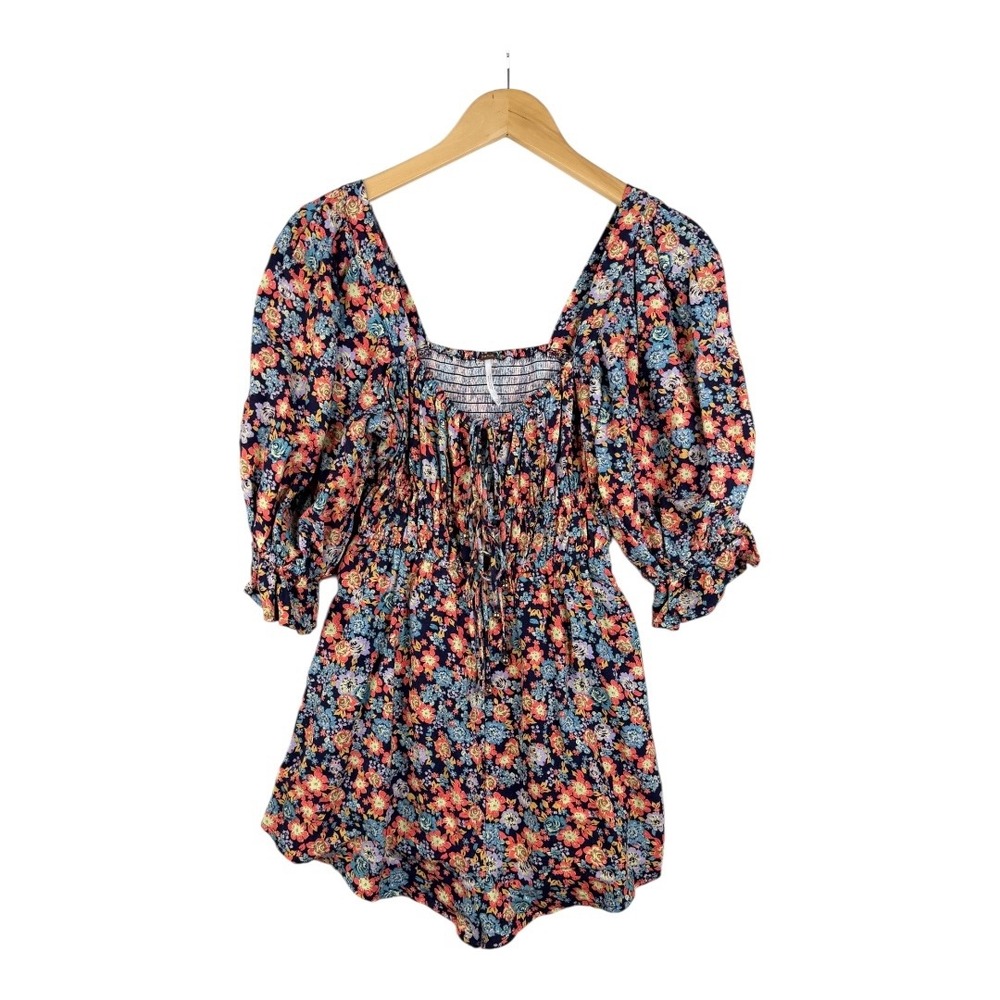 Free People Women's Show Me Love Linen Blend‎ Romper Size XS Floral Print